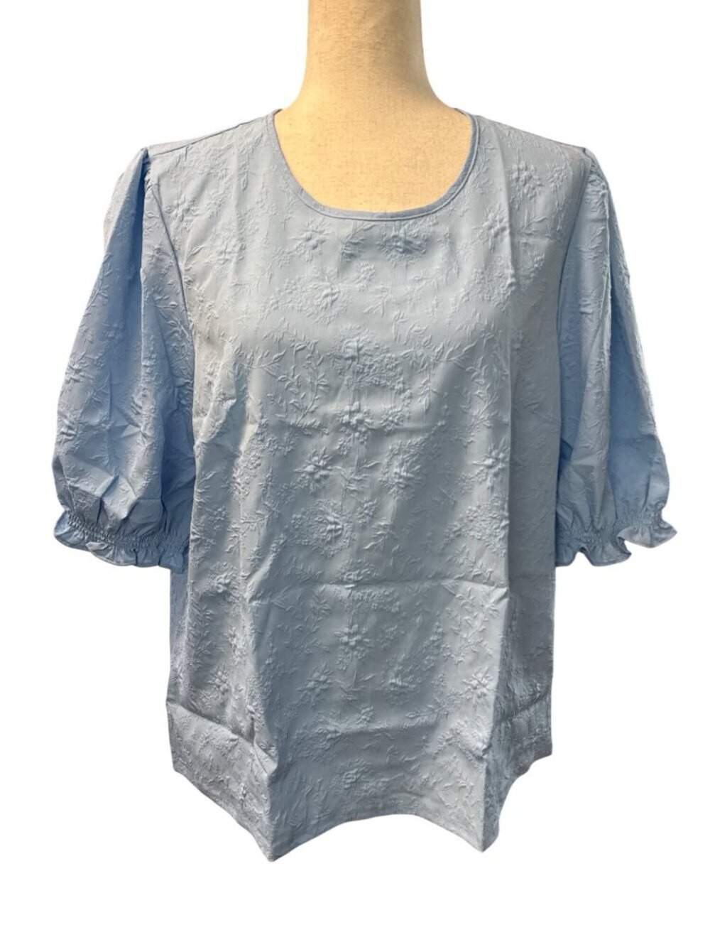TED BAKER Floral Textured Puff Sleeve Blouse~Size XL~Cornflower Blue NWT L17 07